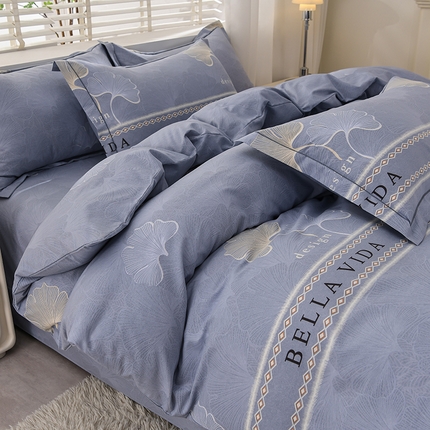 幸嘉轩 2025新款全棉喷气加厚磨毛单被套 杉杉恋曲-蓝