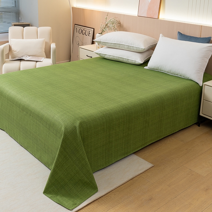 91家纺网 家纺一手货源 找家纺 2025新款老粗布床单老粗布凉席三件套系列-床单 嫩绿