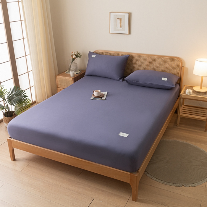 91家纺网 家纺一手货源 找家纺 梵克保罗 2025新款亲肤舒适全棉13372喷气纯色单枕套 帝王紫