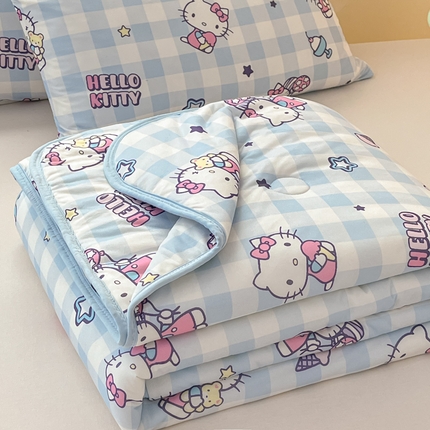 暮思家居 2025新款正版授权三丽鸥A类牛奶针织棉夏被子被芯 针织棉-蓝格KT