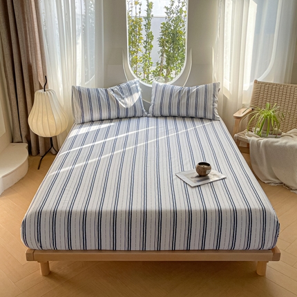 雅居纺家纺  2025新款全棉简约老粗布 年华-蓝