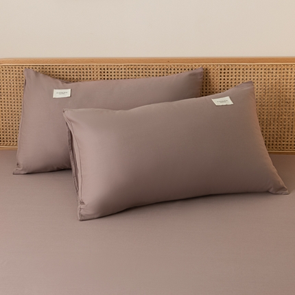 梵克保罗 2025新款亲肤舒适全棉13372喷气纯色单枕套 巧棕