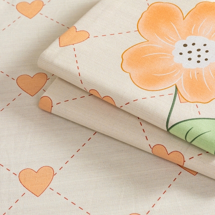 2025新款老粗布床单老粗布凉席三件套系列-床单 爱心花朵