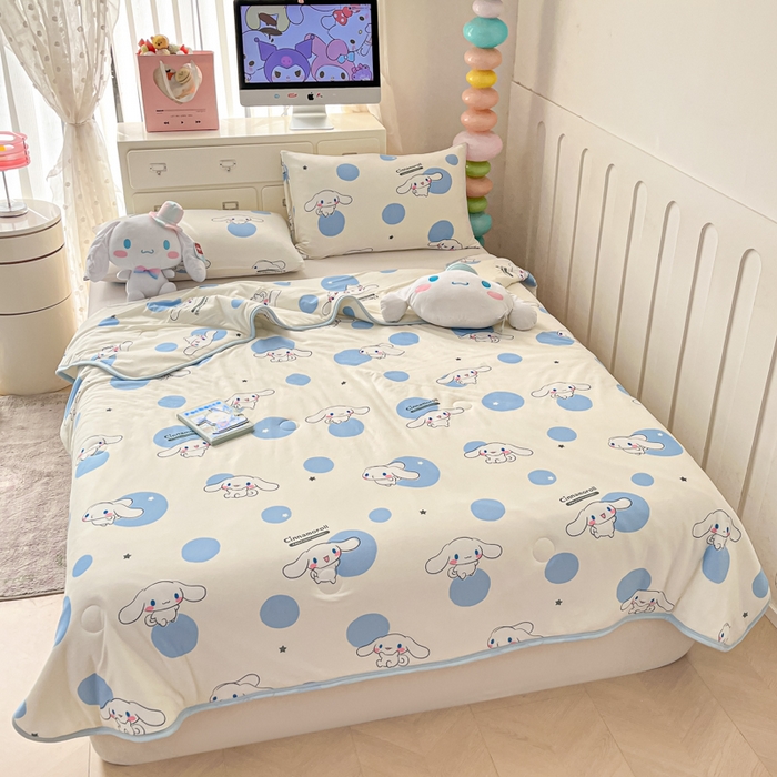 91家纺网 家纺一手货源 找家纺 暮思家居 2025新款正版授权三丽鸥A类牛奶针织棉夏被子被芯 针织棉-波点玉桂狗