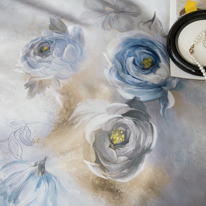 91家纺网 家纺一手货源 找家纺 氧家 2025新款60s贡缎长绒棉数码印花四件套（礼盒装） 瑞贝卡