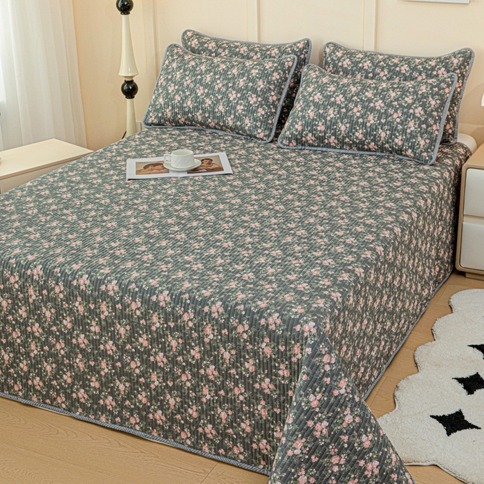 91家纺网 家纺一手货源 找家纺 情煊家纺 2025新款双面全棉夹棉床盖三件套 白兰地