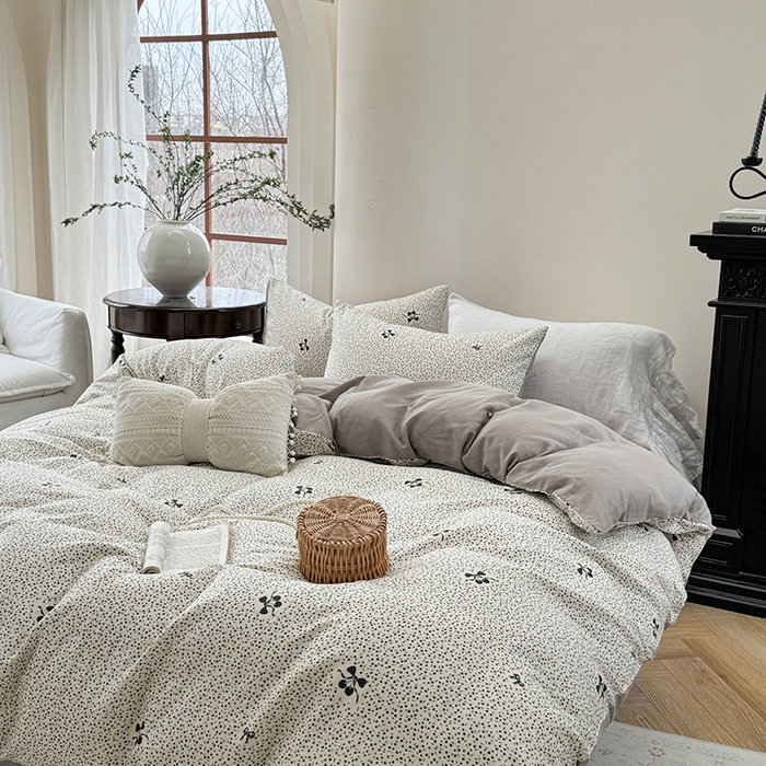 91家纺网 家纺一手货源 找家纺 （总）时年家纺 2025新款全棉有氧双层纱四件套-碎花系列