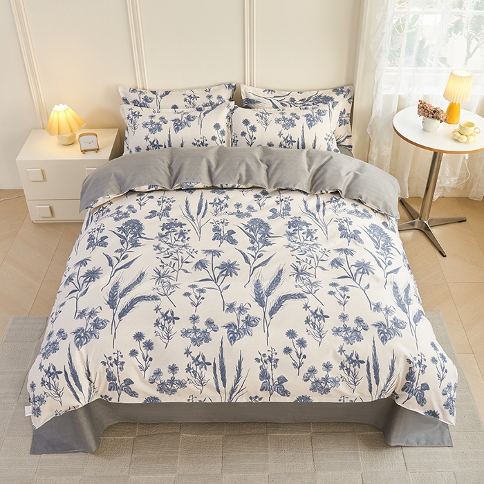 91家纺网 家纺一手货源 找家纺 爱诗诺2025加厚生态棉磨毛四件套高克重植物羊绒四件套大量现货青花瓷