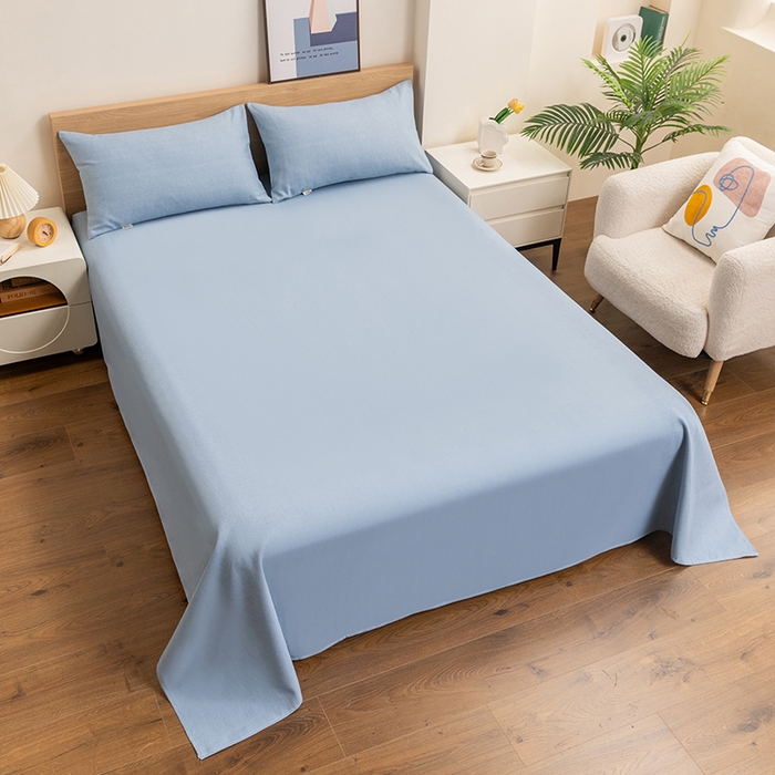 91家纺网 家纺一手货源 找家纺 2025新款老粗布床单老粗布凉席系列-凉席 浅蓝