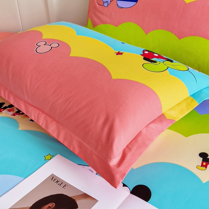 91家纺网 家纺一手货源 找家纺 2025新款全棉花边款床单 米奇