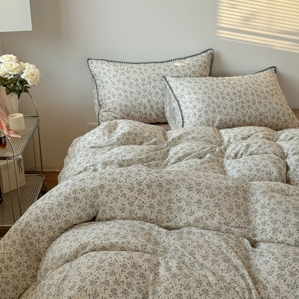 2025全棉双层纱贝壳边四件套 素予