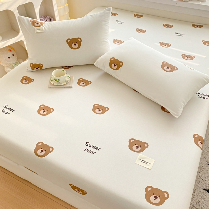 91家纺网 家纺一手货源 找家纺 梵克保罗 2025新款亲肤舒适全棉印花系列床笠 小熊熊