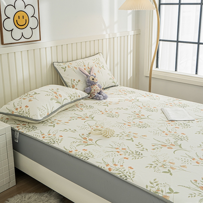 91家纺网 家纺一手货源 找家纺 卢赛尔 2025新款凉感丝提花凉席床笠款 郁金香