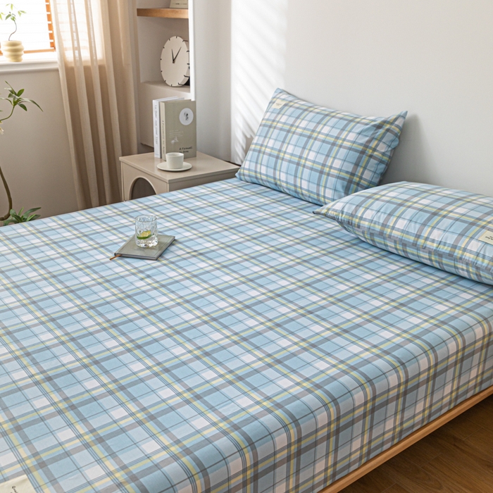 91家纺网 家纺一手货源 找家纺 梵克保罗 2025新款亲肤舒适全棉印花系列床笠 简兮蓝