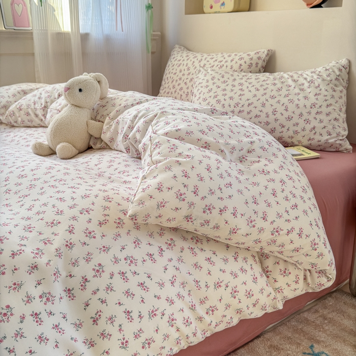 91家纺网 家纺一手货源 找家纺 冕悠家纺 2025新款热款A类高克重针织双层纱四件套系列 （提供买家秀） 花开半夏