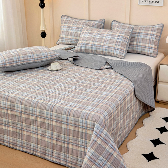 91家纺网 家纺一手货源 找家纺 情煊家纺 2025新款双面全棉夹棉床盖三件套 品质生活