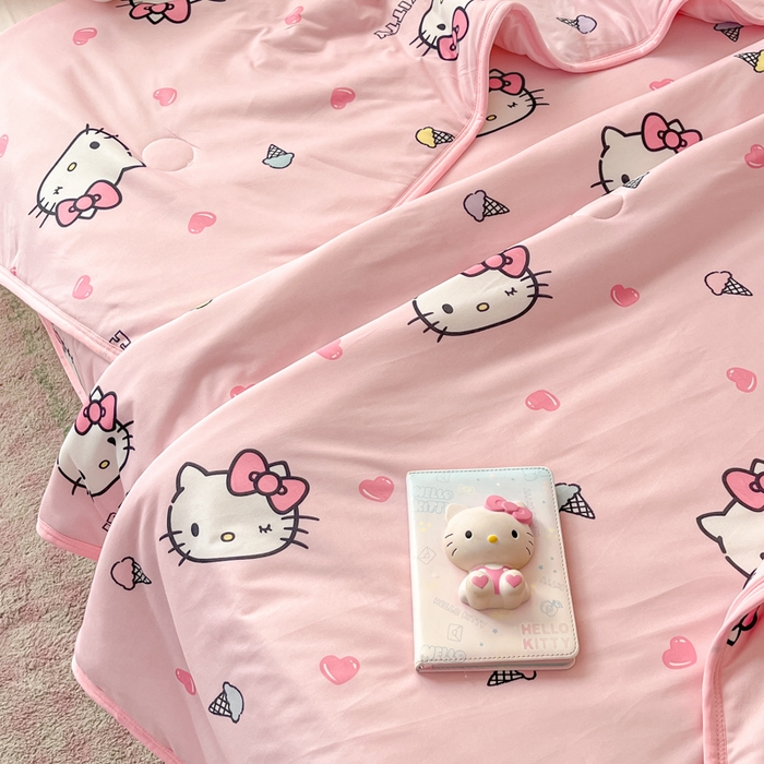 91家纺网 家纺一手货源 找家纺 暮思家居 2025新款正版授权三丽鸥A类牛奶针织棉夏被子被芯 针织棉-甜筒KT-粉