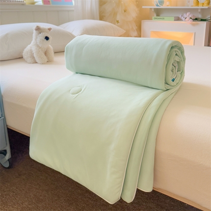 91家纺网 家纺一手货源 找家纺 （总）名兮家居2025春夏新款纯色双拼凉感丝夏凉被-场景二