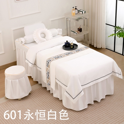 91家纺网 家纺一手货源 找家纺 千姿坊美 容床罩 2025新款永恒美 容床四件套 601永恒白色