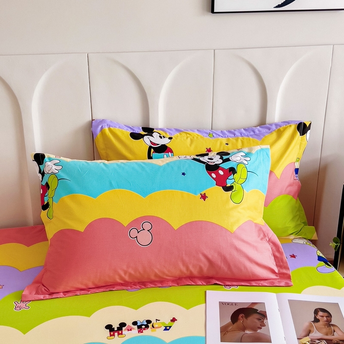 91家纺网 家纺一手货源 找家纺 2025新款全棉花边款床单 米奇