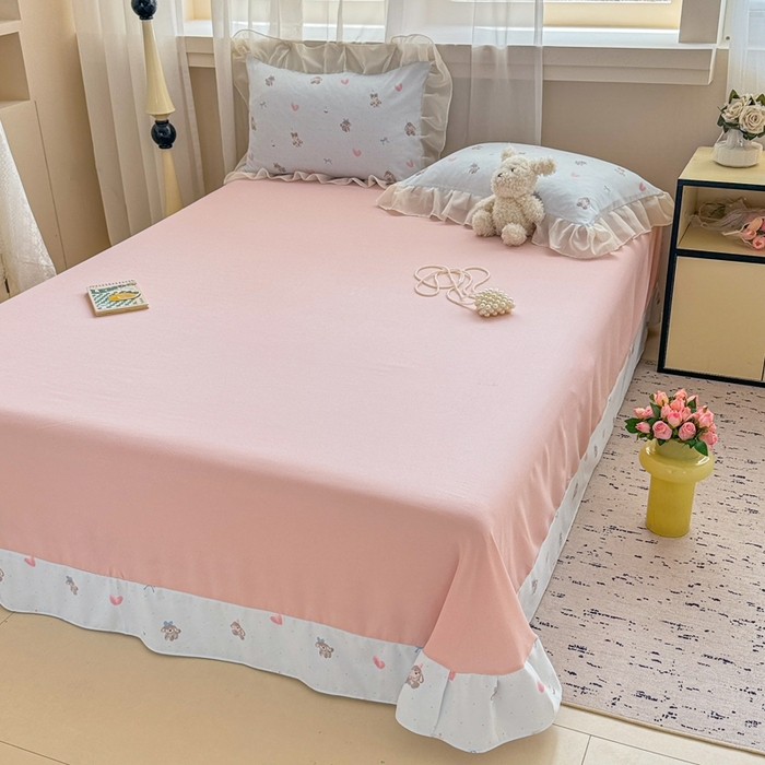 91家纺网 家纺一手货源 找家纺 芯贝儿 2025新款提花针织水洗m双层纱夏被四件套 萌宠