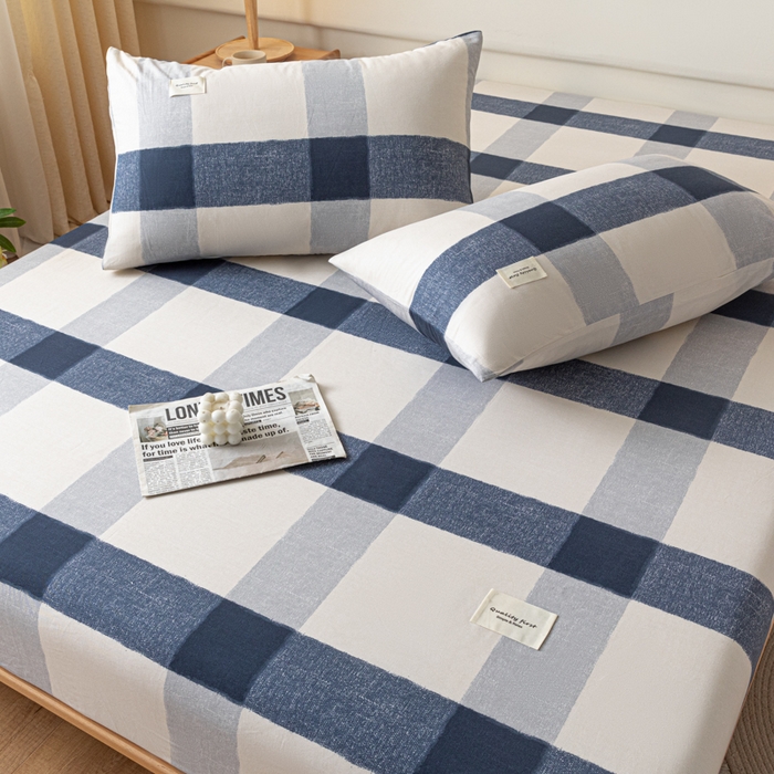 91家纺网 家纺一手货源 找家纺 梵克保罗 2025新款亲肤舒适全棉印花系列床笠 大格子