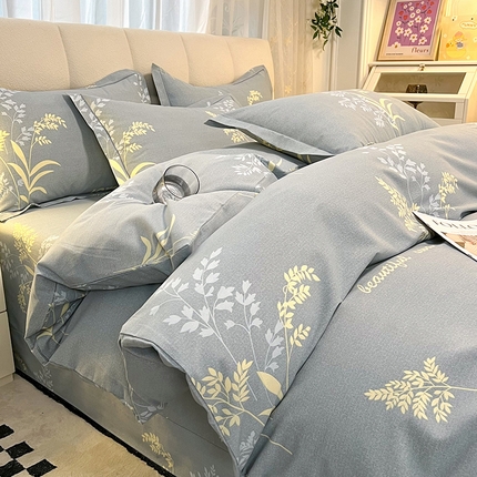 91家纺网 家纺一手货源 找家纺 幸嘉轩 2025新款全棉喷气加厚磨毛单被套 浅浅花香