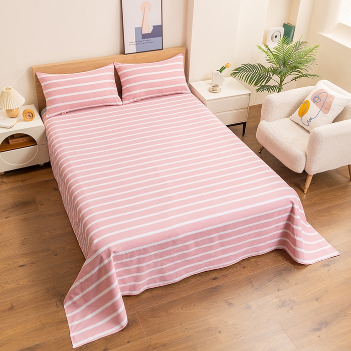 91家纺网 家纺一手货源 找家纺 2025新款老粗布床单老粗布凉席系列-凉席 雅致-粉