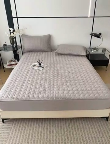 91家纺网 家纺一手货源 找家纺 佳笠家居 2025新款全棉纯棉夹棉床笠四季通用席梦思保护套床罩 高级灰