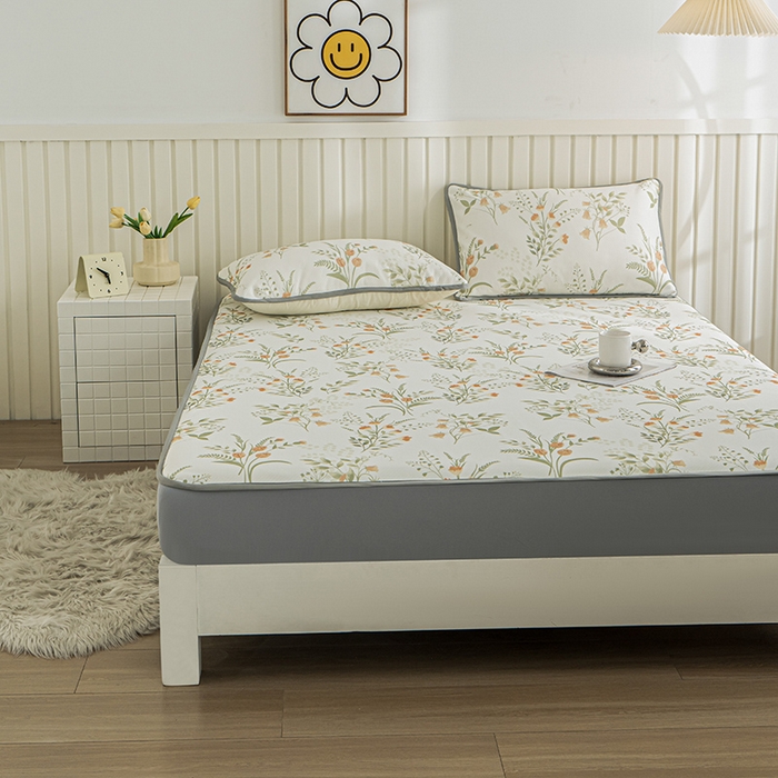 91家纺网 家纺一手货源 找家纺 卢赛尔 2025新款凉感丝提花凉席床笠款 郁金香