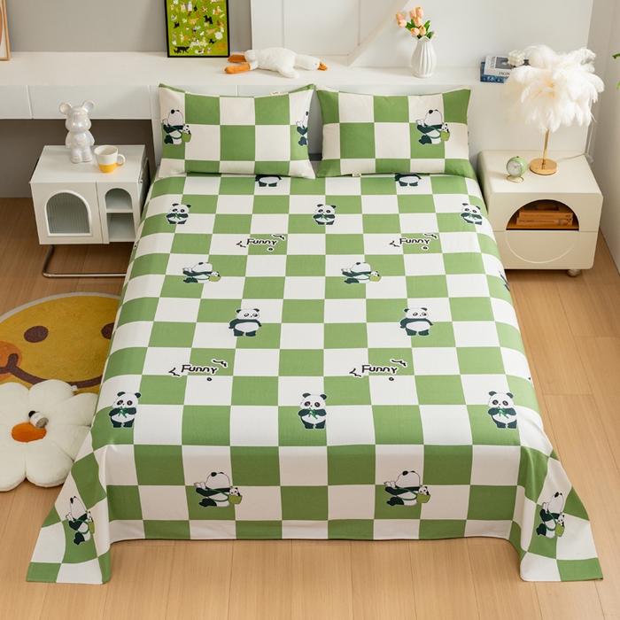 91家纺网 家纺一手货源 找家纺 2025新款老粗布床单老粗布凉席系列-凉席 熊猫宝贝