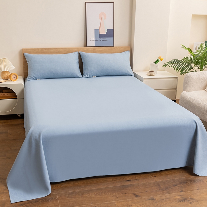 91家纺网 家纺一手货源 找家纺 2025新款老粗布床单老粗布凉席系列-凉席 浅蓝