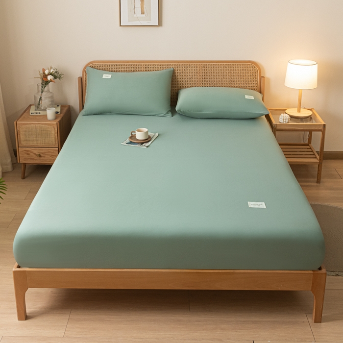 91家纺网 家纺一手货源 找家纺 梵克保罗 2025新款亲肤舒适全棉13372喷气床笠 果绿