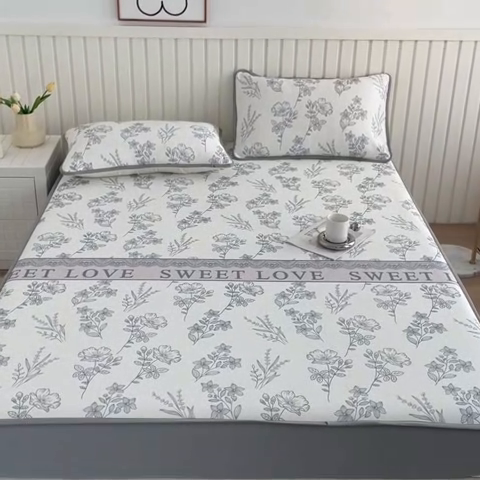 91家纺网 家纺一手货源 找家纺 卢赛尔 2025新款凉感丝提花凉席床笠款 格雾