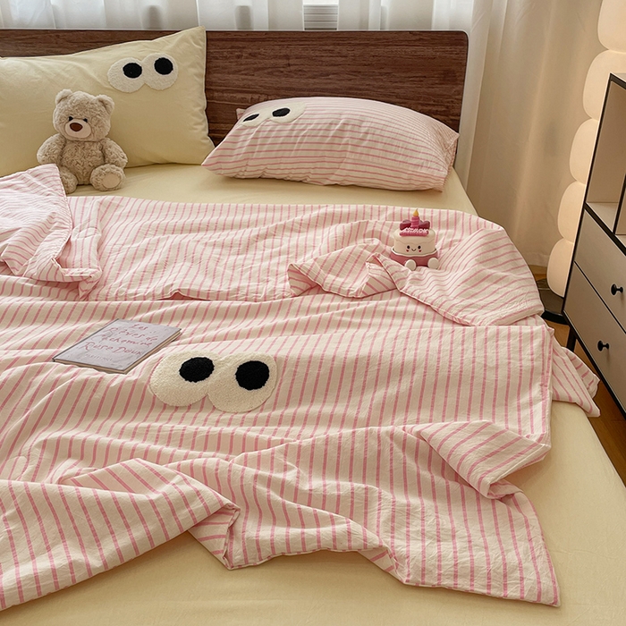 91家纺网 家纺一手货源 找家纺 （总）桃心家居 2025新款云柔水洗棉毛巾绣大豆单夏被夏被四件套