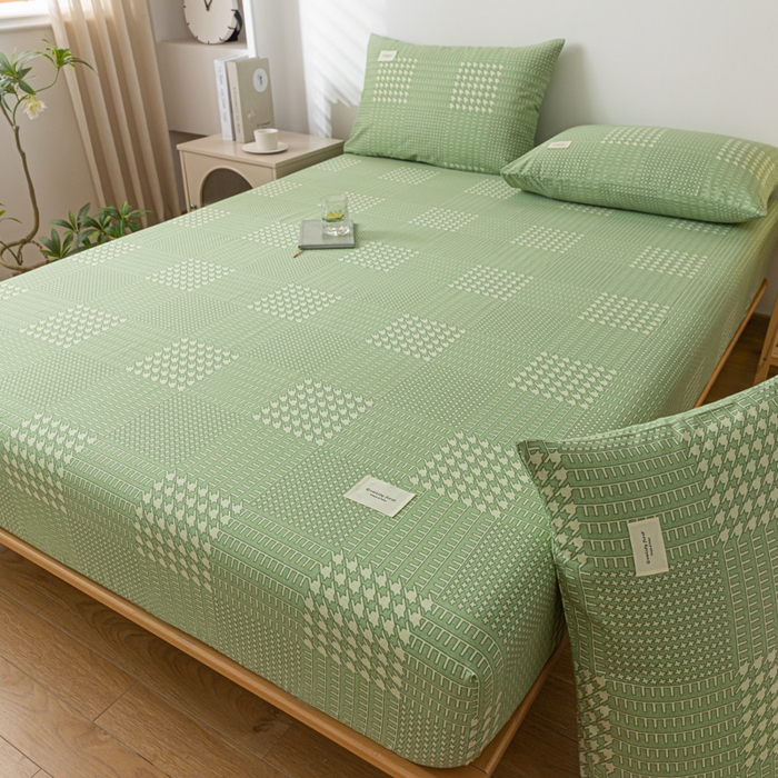 91家纺网 家纺一手货源 找家纺 梵克保罗 2025新款亲肤舒适全棉印花系列床笠 莫尼绿