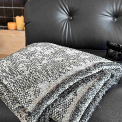 金丝鸟家纺 2025春夏新款高端羊毛混纺盖毯毯子盖毯多功能盖毯飞机毯 利文 深灰