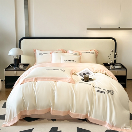 2025春季新款亲肤水洗真丝刺绣四件套-罗伊莎 月牙白-浅肤