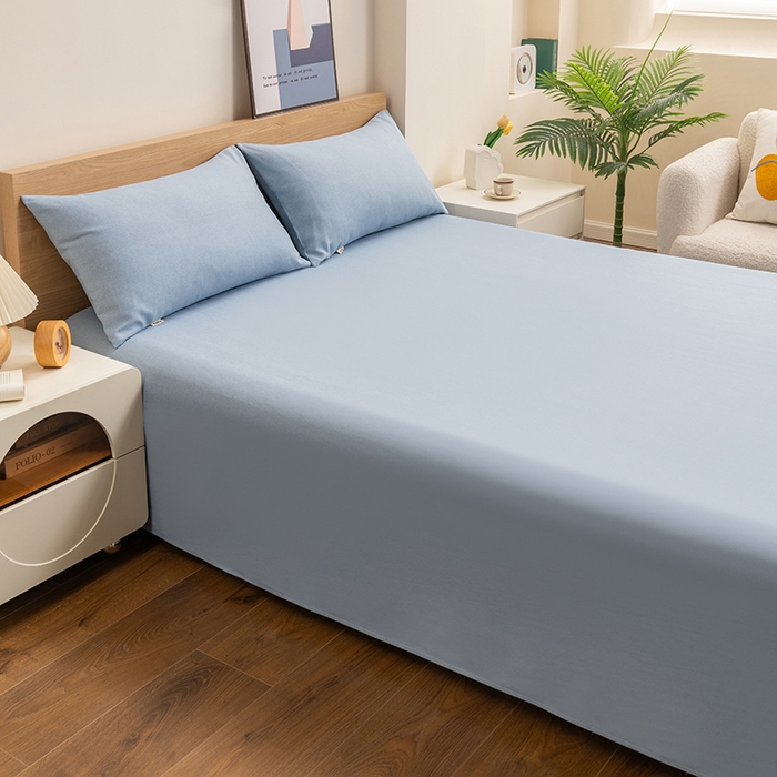 91家纺网 家纺一手货源 找家纺 2025新款老粗布床单老粗布凉席系列-凉席 浅蓝