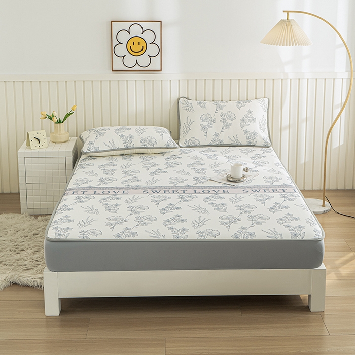 91家纺网 家纺一手货源 找家纺 卢赛尔 2025新款凉感丝提花凉席床笠款 格雾