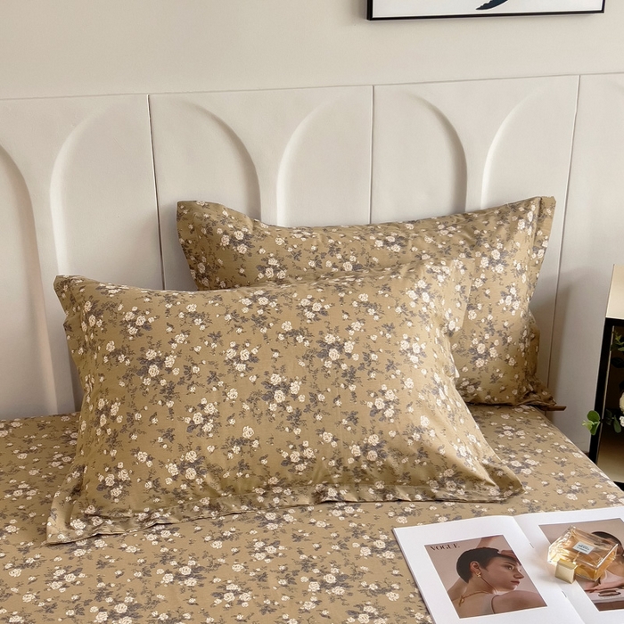 91家纺网 家纺一手货源 找家纺 2025新款全棉花边款床单 茶野