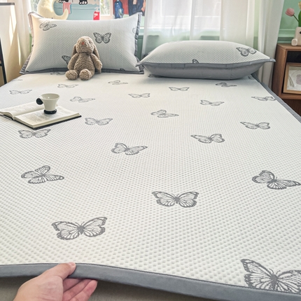 莱米家纺 2025新款冰感凉豆豆凉席 小蝴蝶—米白