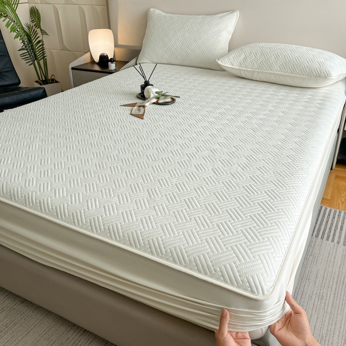 91家纺网 家纺一手货源 找家纺 （总）梵克保罗 2025新款凉感丝床笠饼干系列凉席枕套