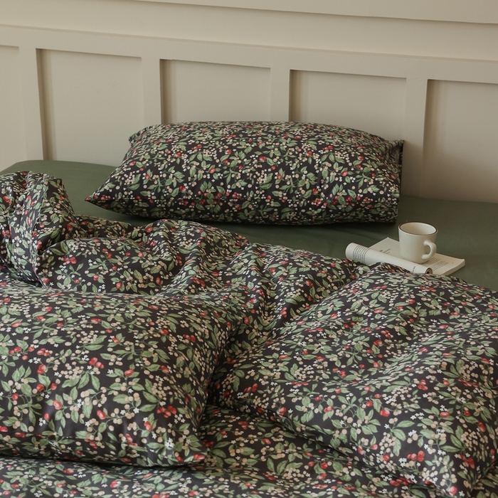 91家纺网 家纺一手货源 找家纺 棉眠 2025新款春夏花间牧歌田园系列四件套 小红莓