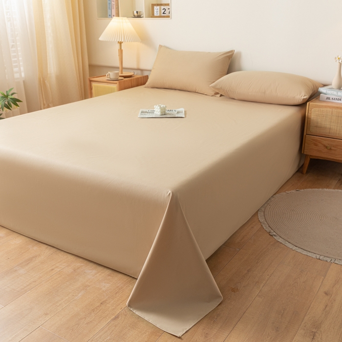 91家纺网 家纺一手货源 找家纺 梵克保罗 2025新款亲肤舒适防水纯色床单 C-卡其