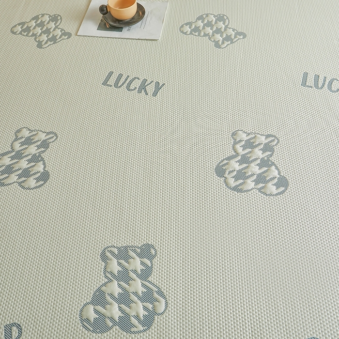 91家纺网 家纺一手货源 找家纺 柔品2025新款PE中分子凉感提花凉席系列 卡迪熊 奶绿-床席款