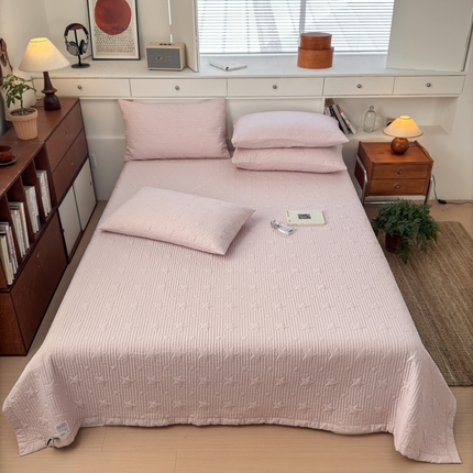 漫调家纺 2025新款繁星绗缝夏被 复古风实拍 繁星粉