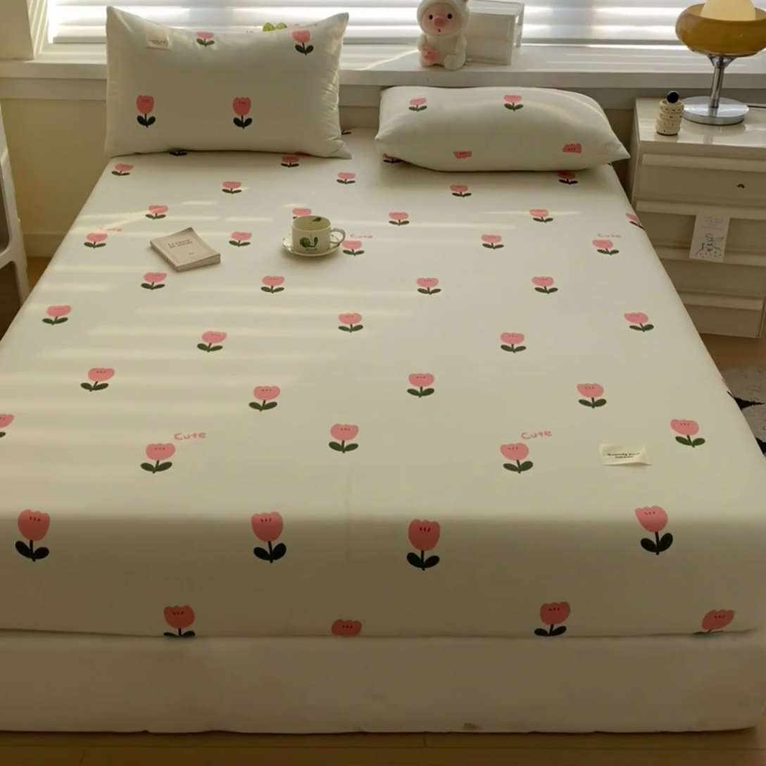 91家纺网 家纺一手货源 找家纺 梵克保罗 2025新款亲肤舒适全棉印花系列床笠 郁金香