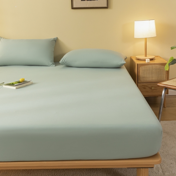 91家纺网 家纺一手货源 找家纺 梵克保罗 2025新款简约纯色亲肤磨毛床笠 墨绿