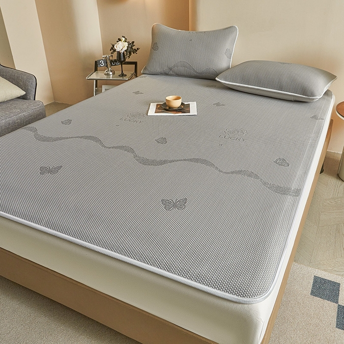 91家纺网 家纺一手货源 找家纺 柔品2025新款PE中分子凉感提花凉席系列 蝶舞-床席款